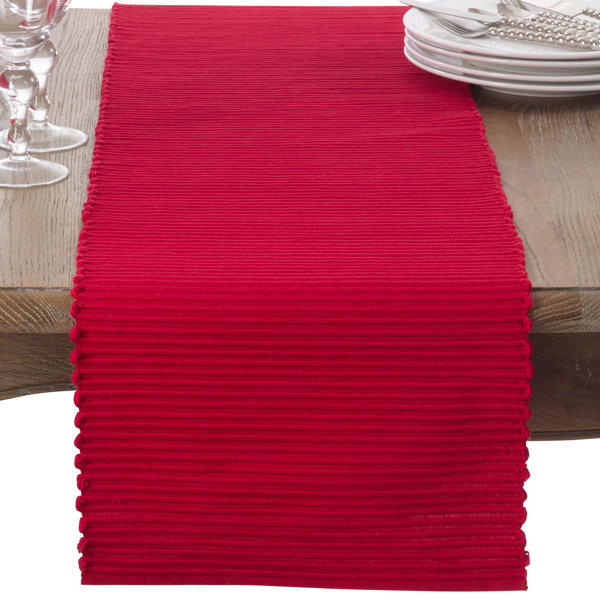 Winston Porter Bohdalec Classic Everyday Ribbed Cotton Table Runner